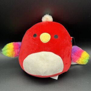 Squishmallow Paco Parrot 8" Stuffed Animal Plush Toy Red Bird Rainbow Wings Tags